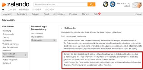 zalando reklamation